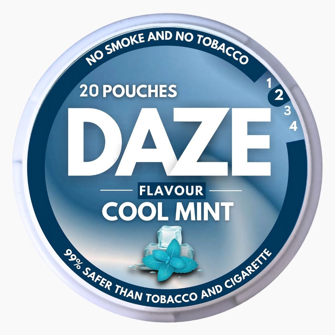 Daze Cool Mint 6mg nicotine pouches pack of 20 with bold branding and icy mint visuals, ideal tobacco-free alternative in India