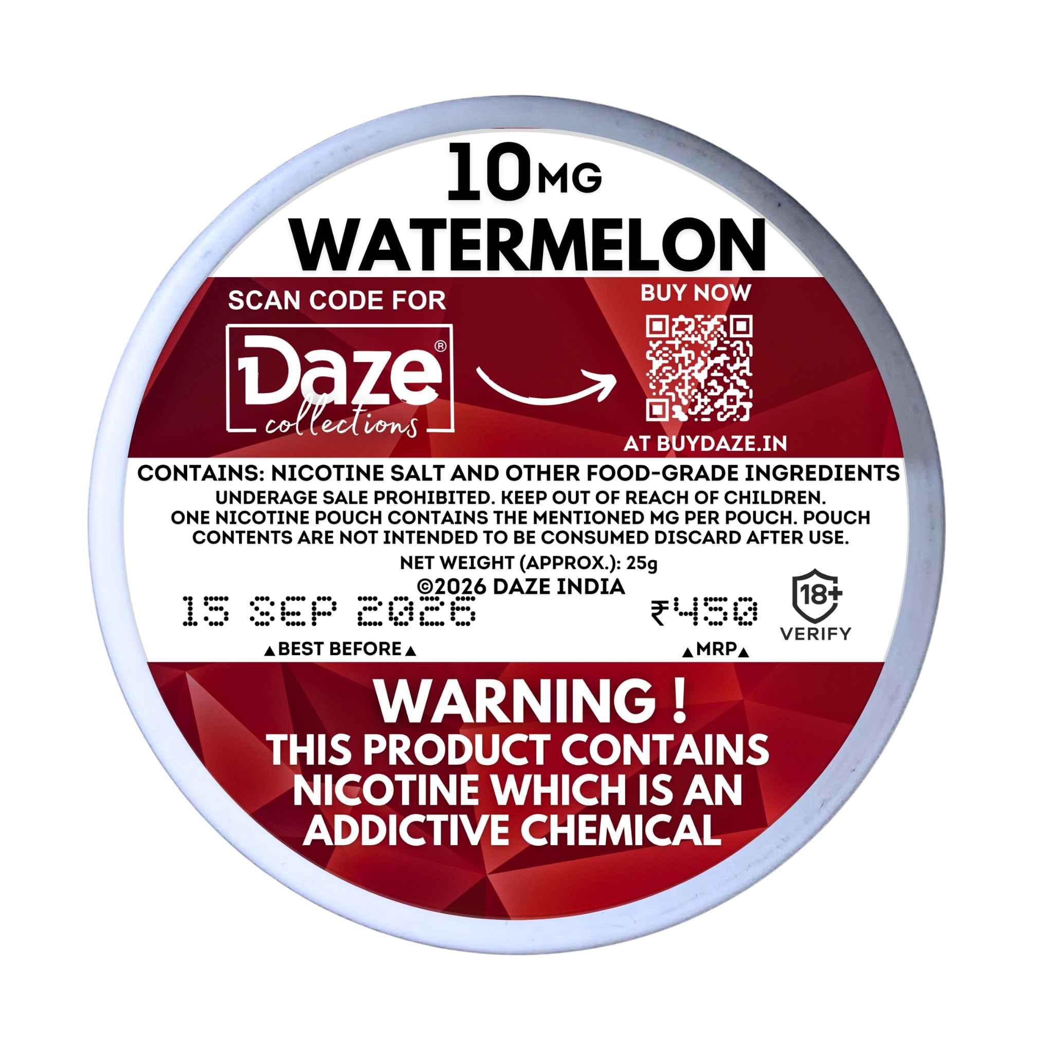 Daze Watermelon | 10 MG | 20 Nicotine Pouches