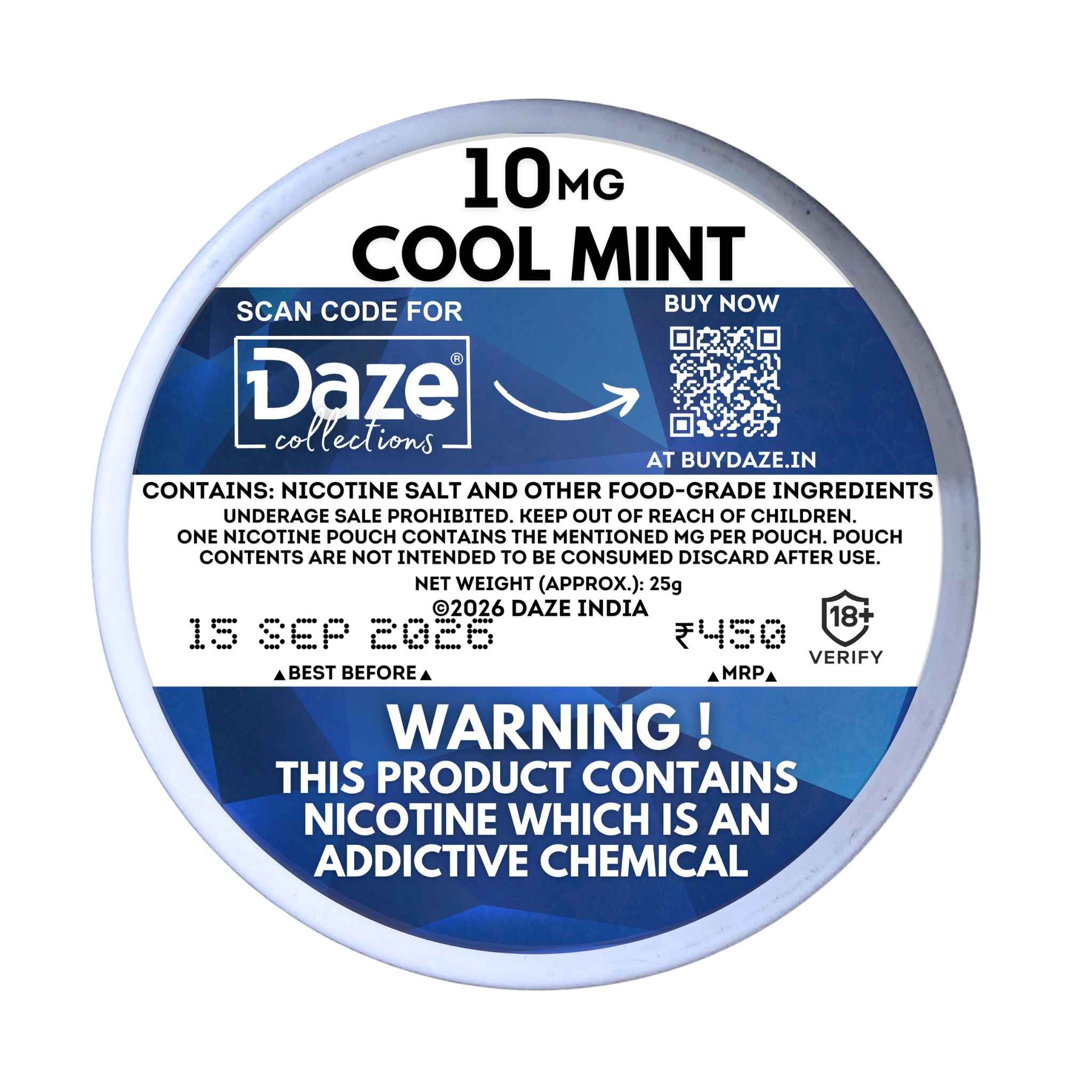 (NEW) Daze Cool Mint | 10 MG | 20 Nicotine Pouches