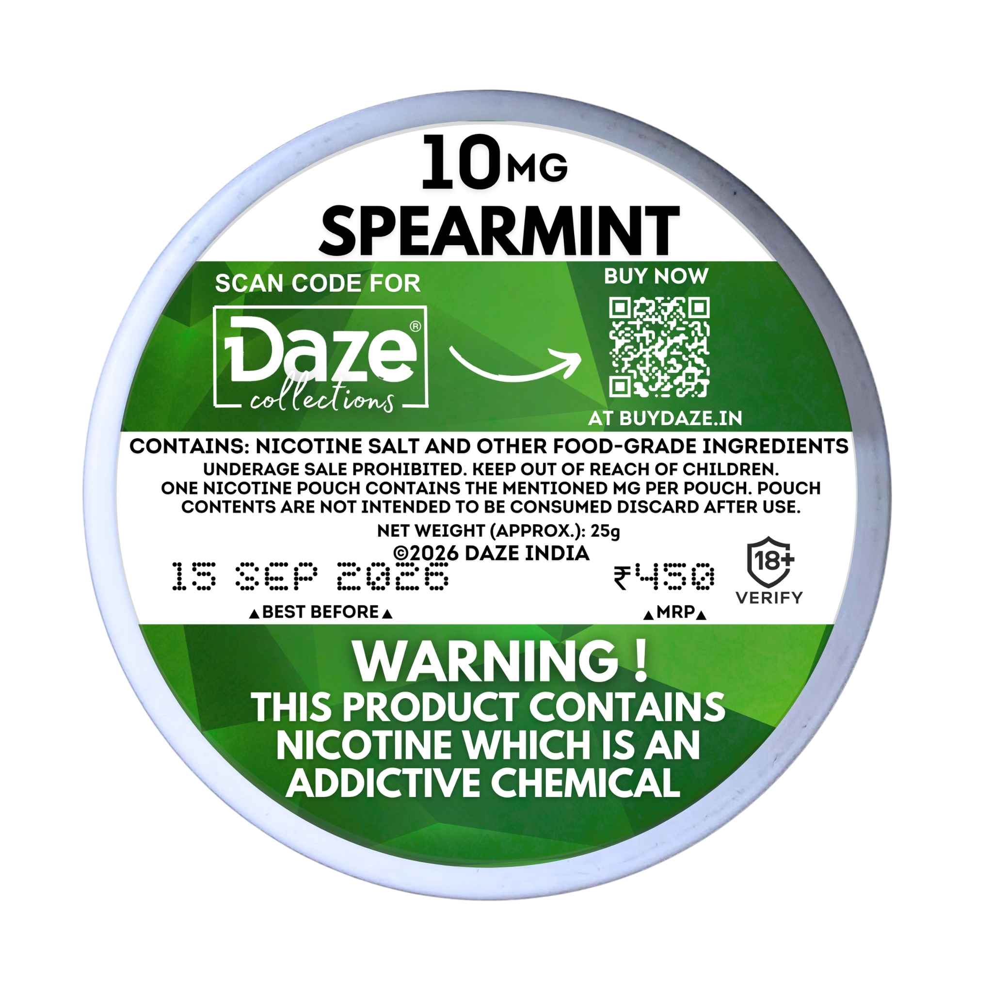 Daze Spearmint | 10 MG | 20 Nicotine Pouches