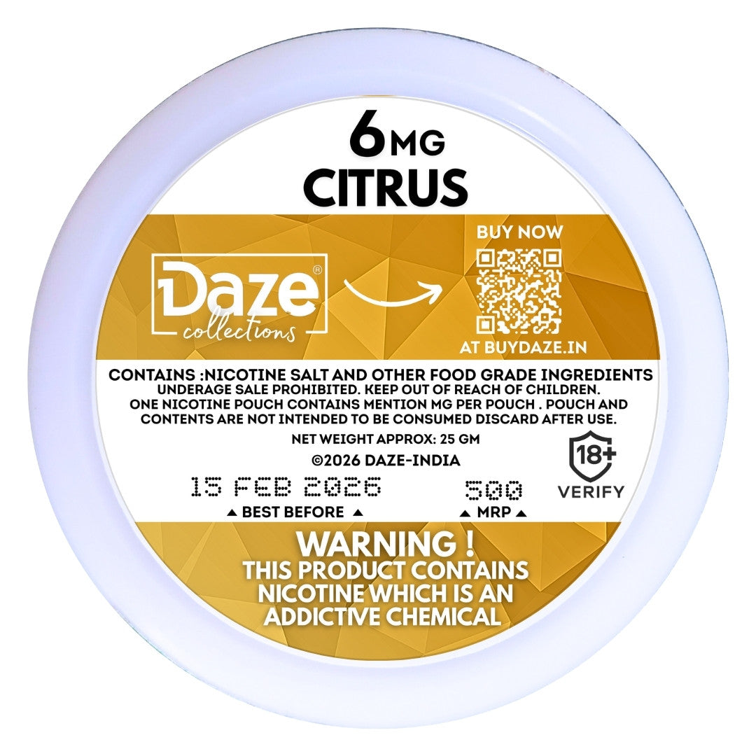 DAZE Citrus 6MG Nicotine Pouches buy zyn in india